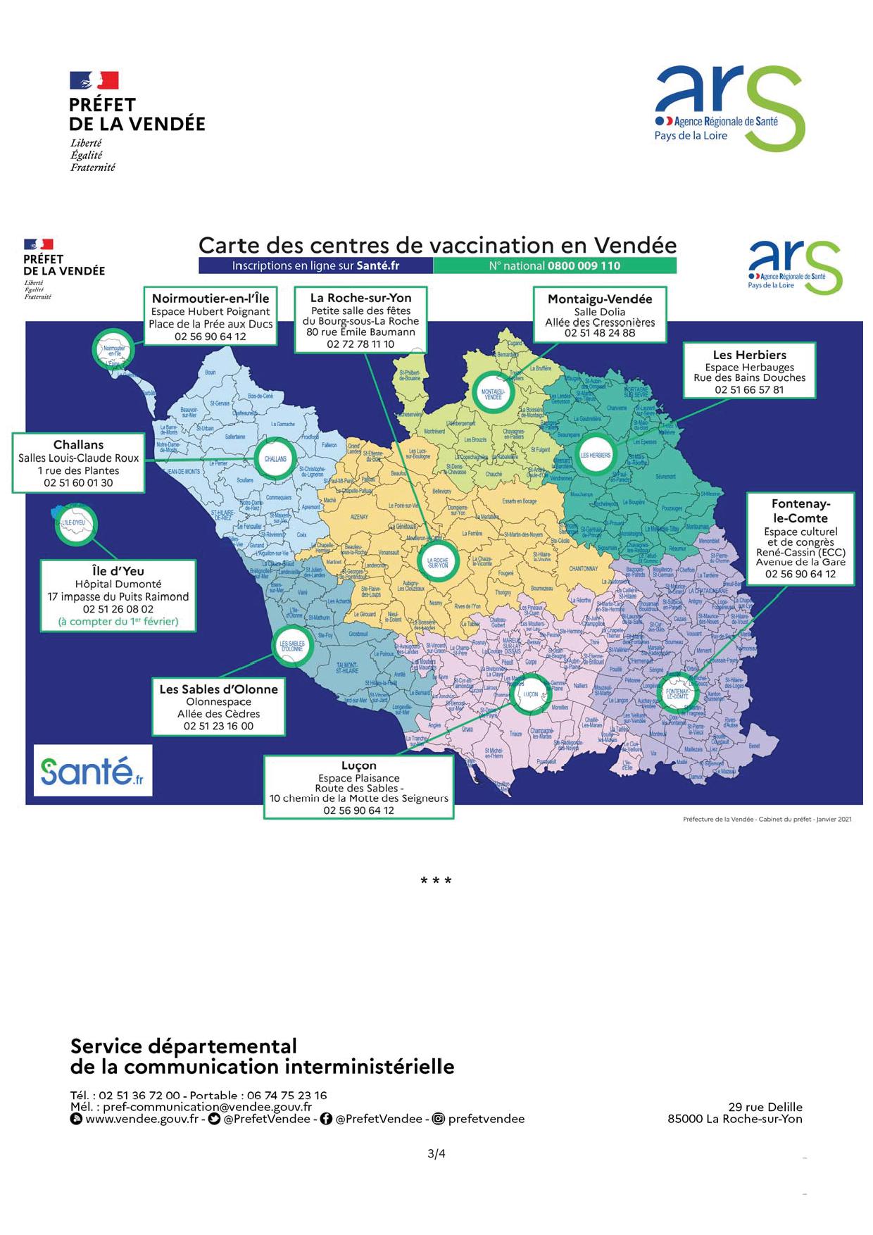 Communiqué de presse - ouverture des 9 centres de vaccination en Vendée